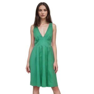 J.Crew Pleated Fit & Flare Green Dress Size 6